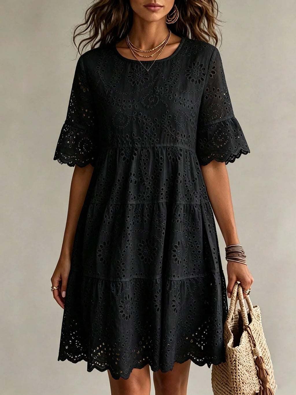 Breezaya Women's Black Summer Boho Holiday Vacation Dress