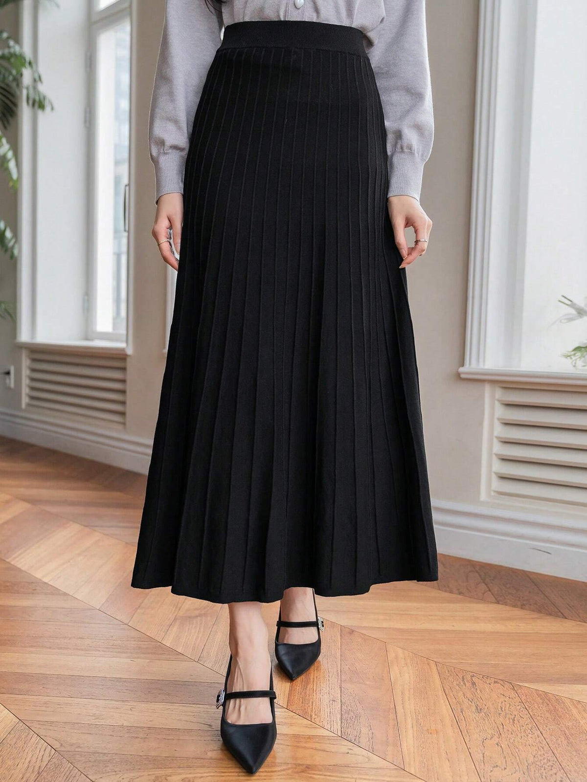 Premium Women Solid A Line Skirt - Small