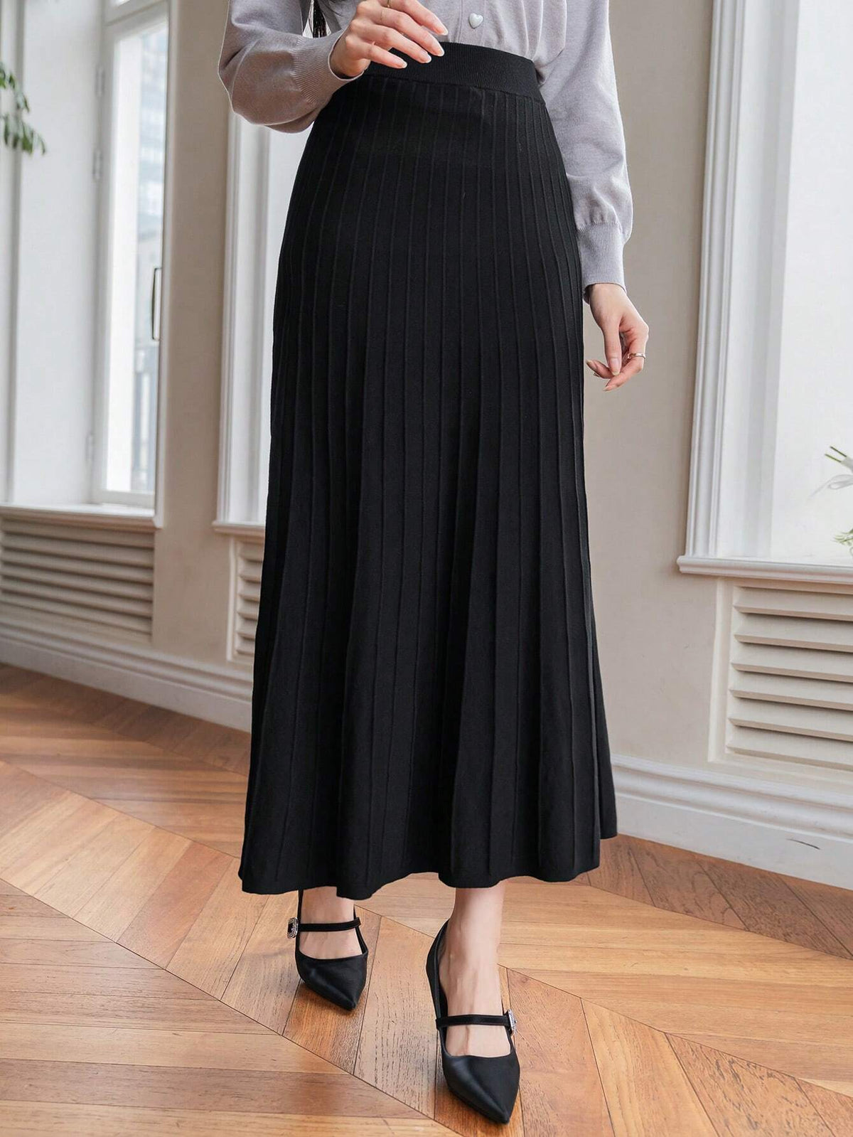 Premium Women Solid A Line Skirt - Small