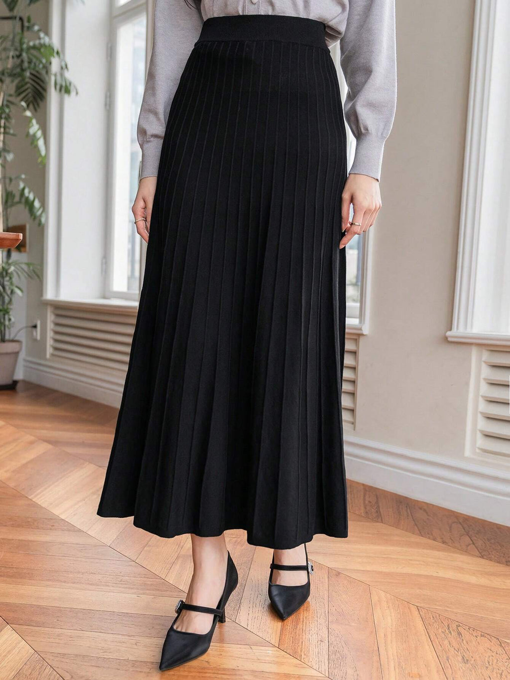 Premium Women Solid A Line Skirt - Small