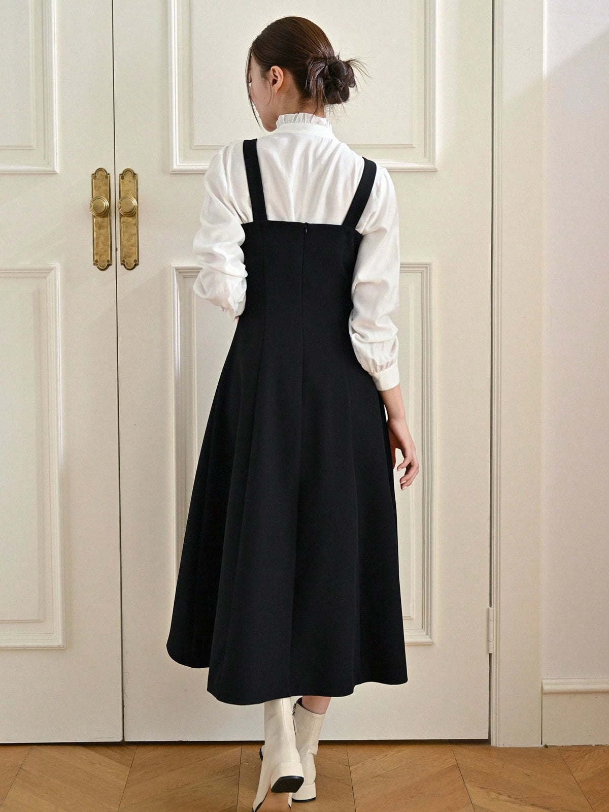 Vestido overol unicolor sin camisa dress - M