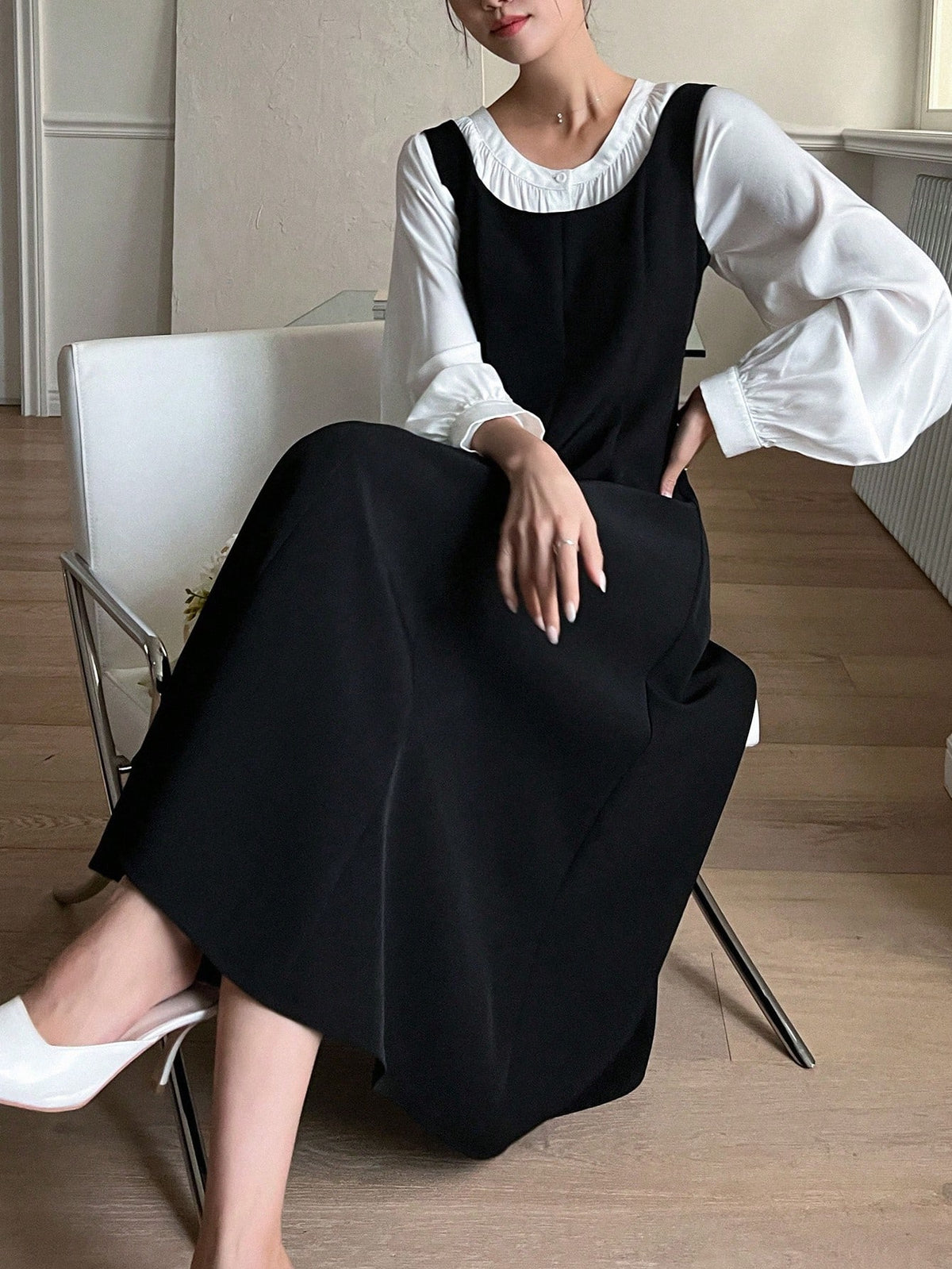 Vestido overol unicolor sin camisa dress - M