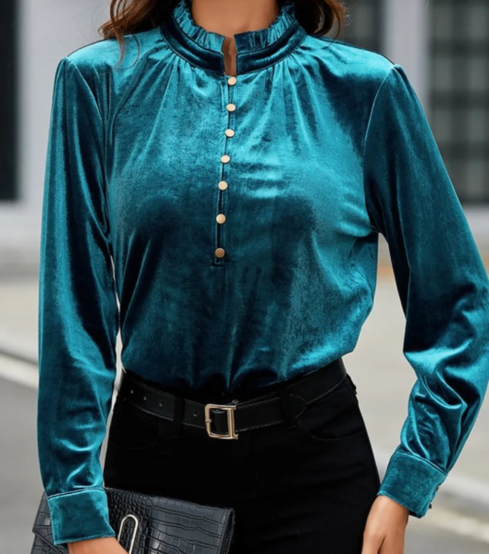Velvet Button Top - 2XL