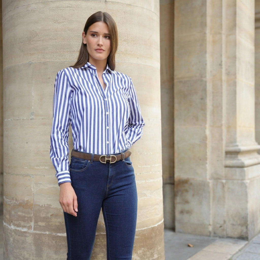cotton blouse - Navy stripe