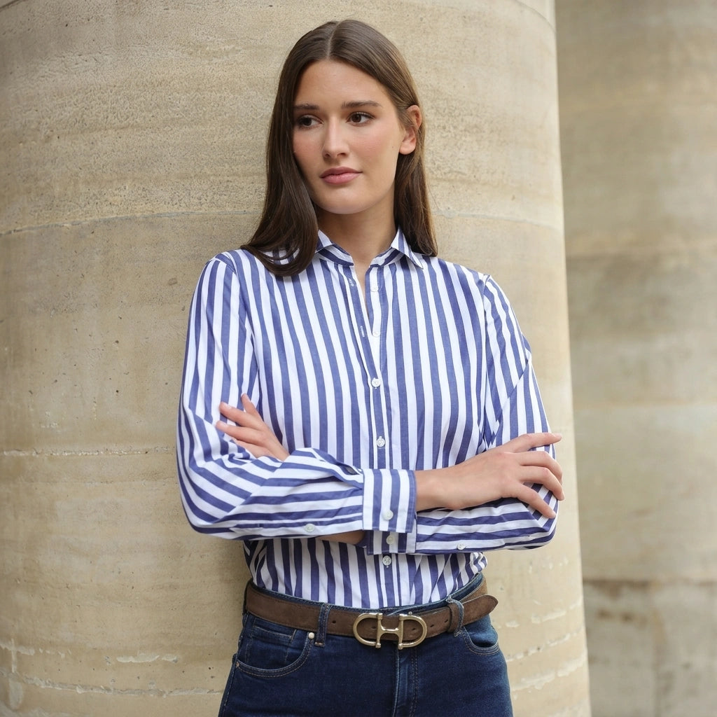 cotton blouse - Navy stripe