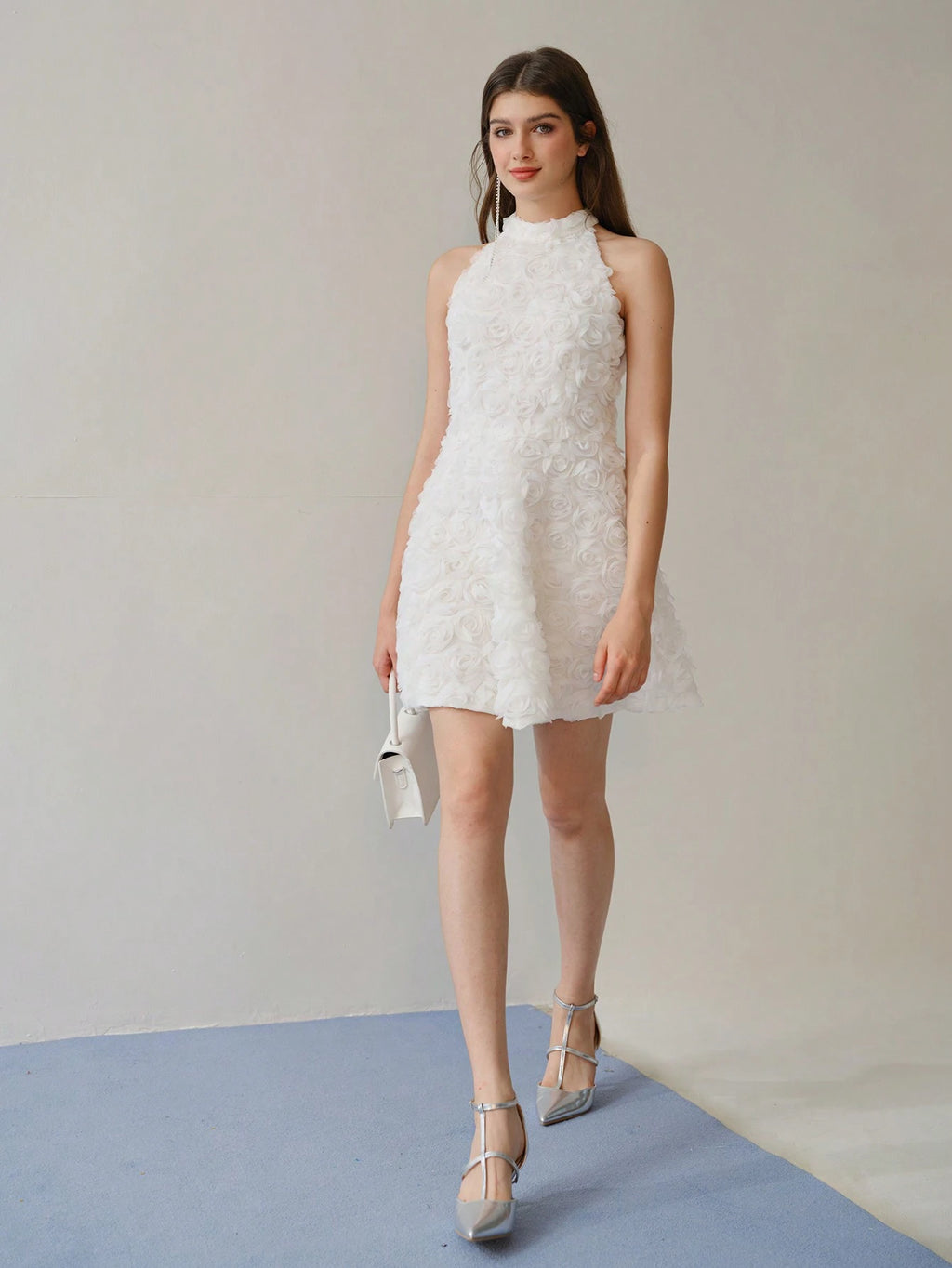 MOTF STUDIO MESH FLORAL APPLIQUED HALTERNECK DRESS,VALENTINE'S DAY OUTFIT,SPRING/SUMMER