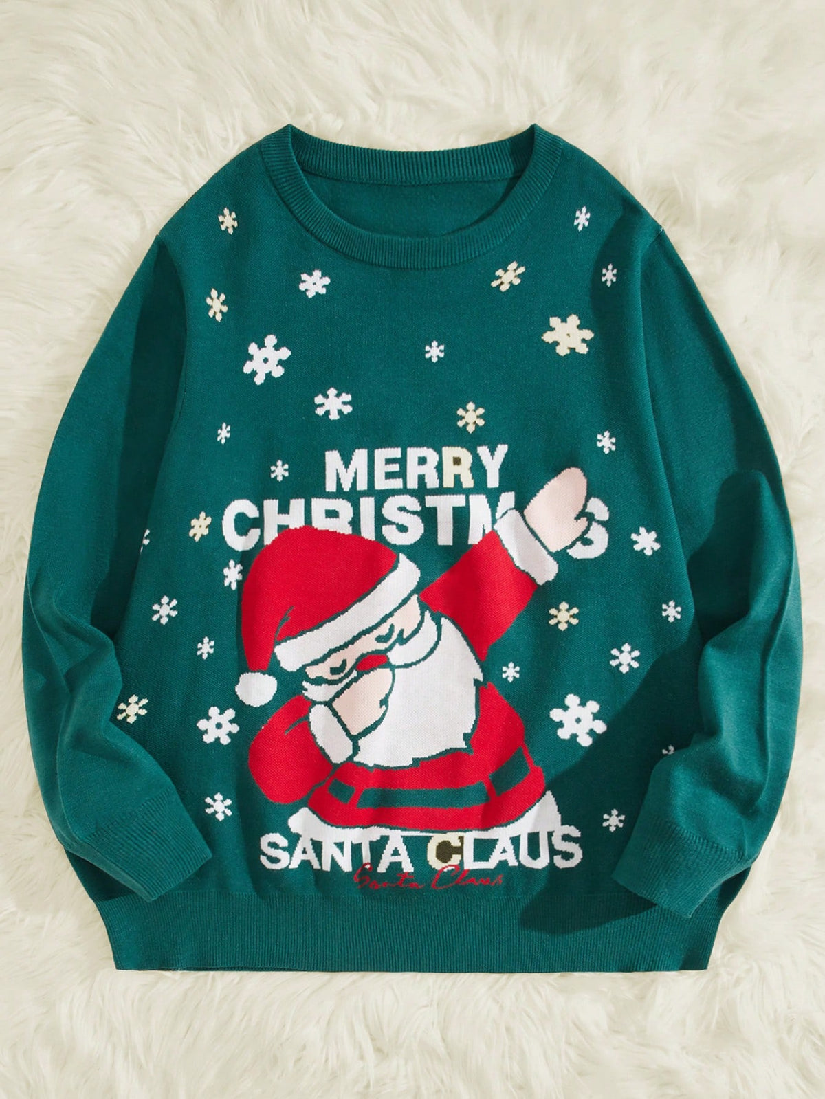 Christmas Santa Claus & Slogan Pattern Sweater, - 2XL