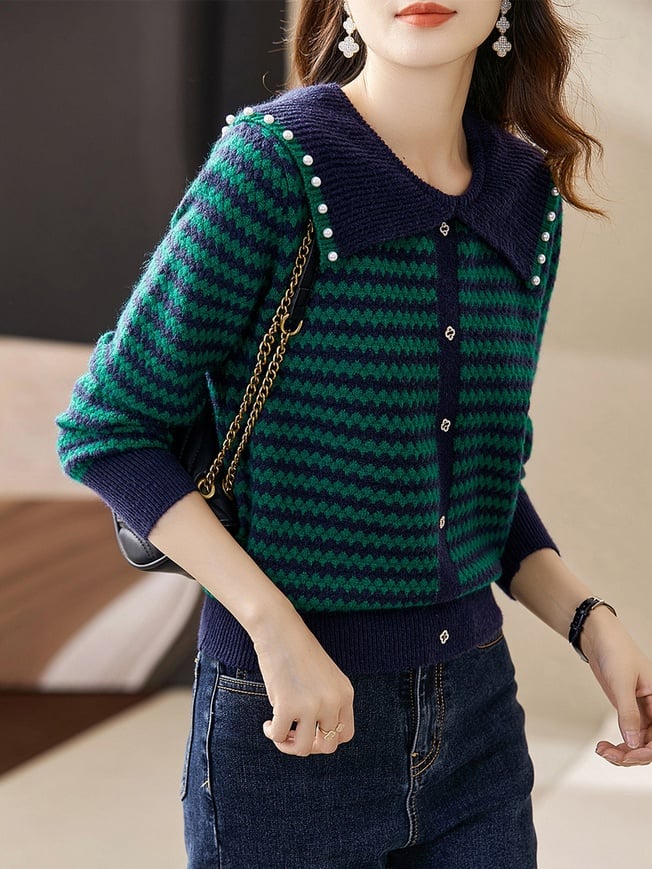 Women Striped Cardigan - XL
