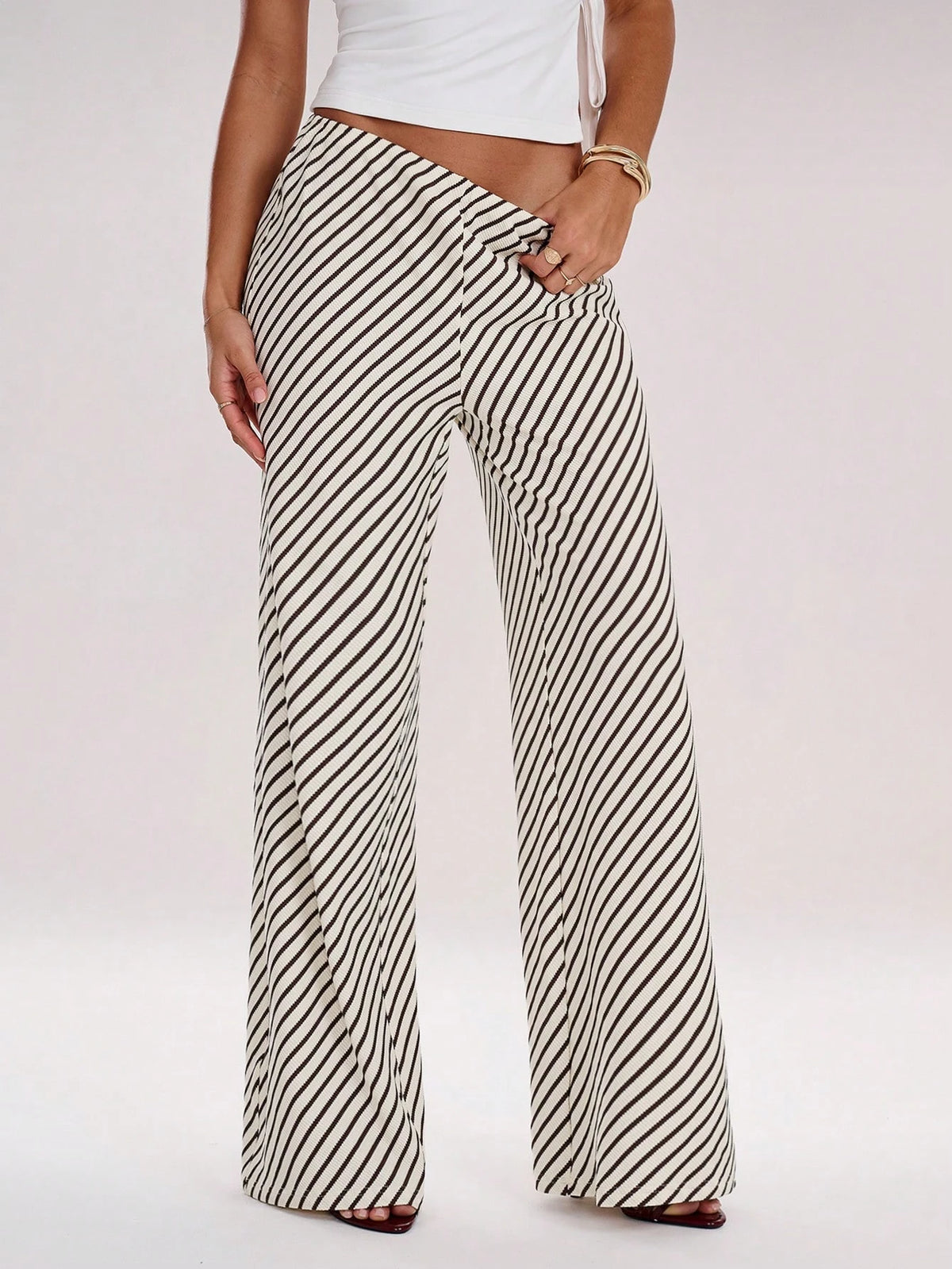 Women's Colorful Striped Low Waist Loose Wide Leg Pants