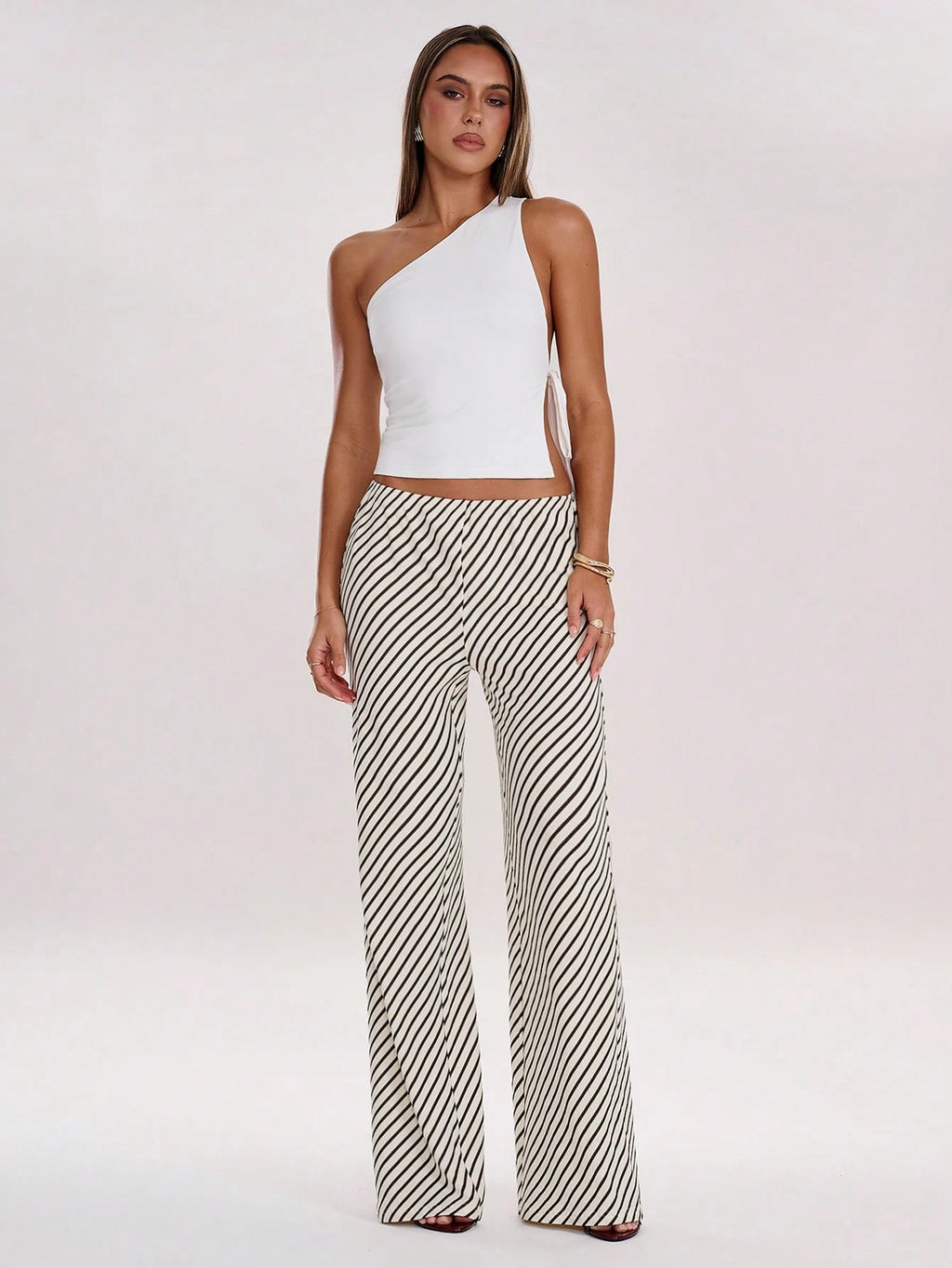 Women's Colorful Striped Low Waist Loose Wide Leg Pants