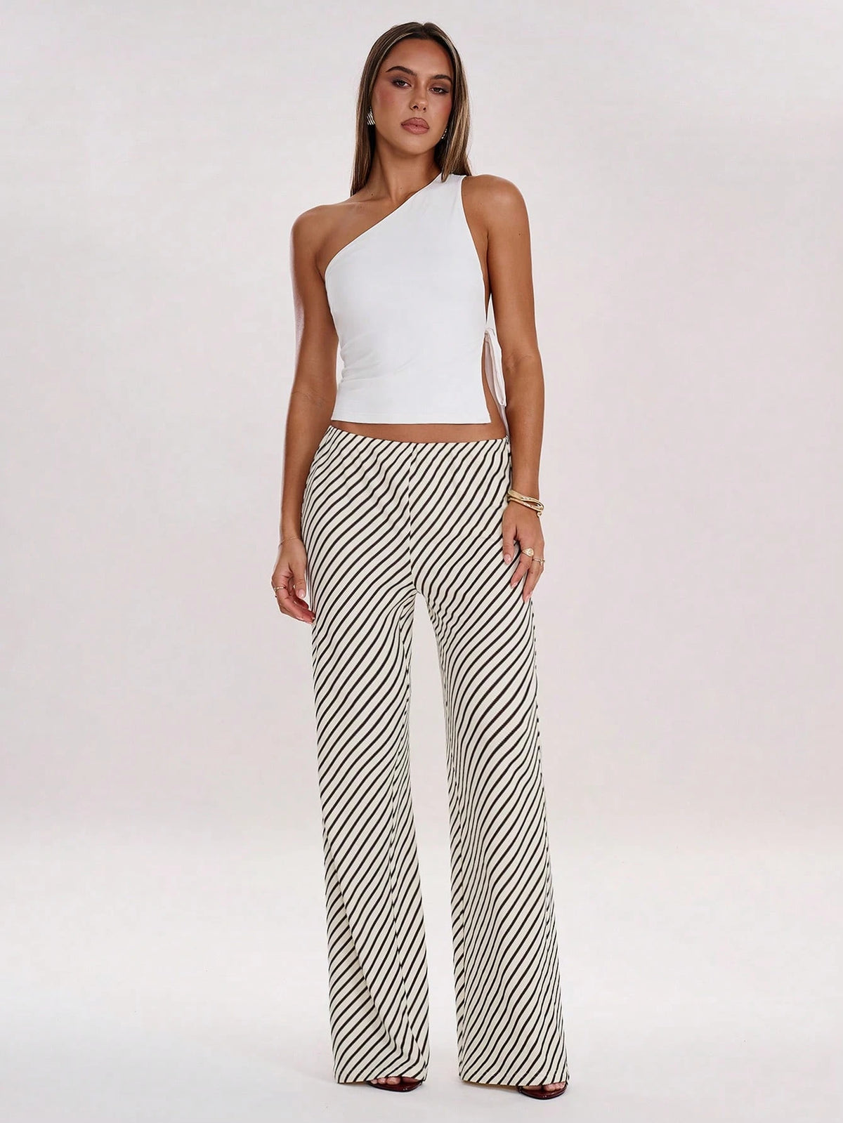 Women's Colorful Striped Low Waist Loose Wide Leg Pants