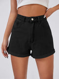 SHEIN EZwear High Waist Roll Up Hem Denim Shorts