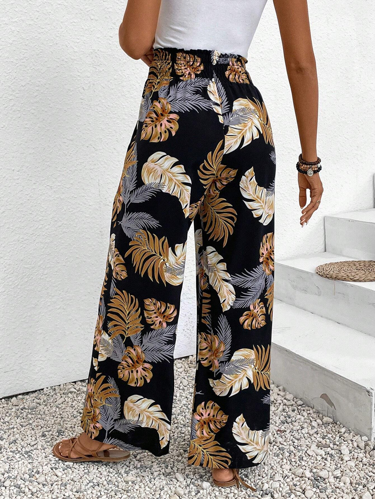 SHEIN Frenchy Women's Tropical Printed Vacation Long Pants