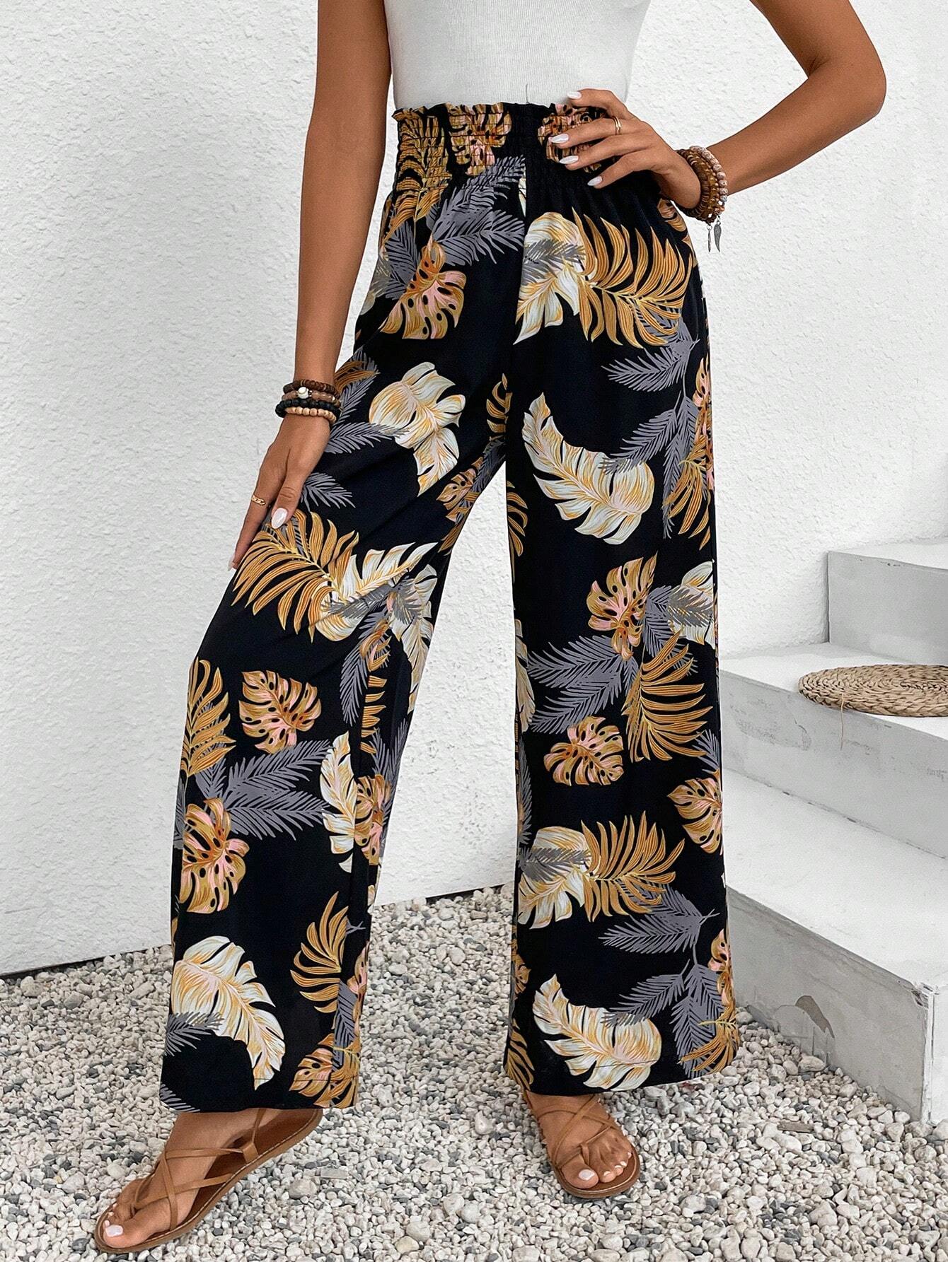 SHEIN Frenchy Women's Tropical Printed Vacation Long Pants