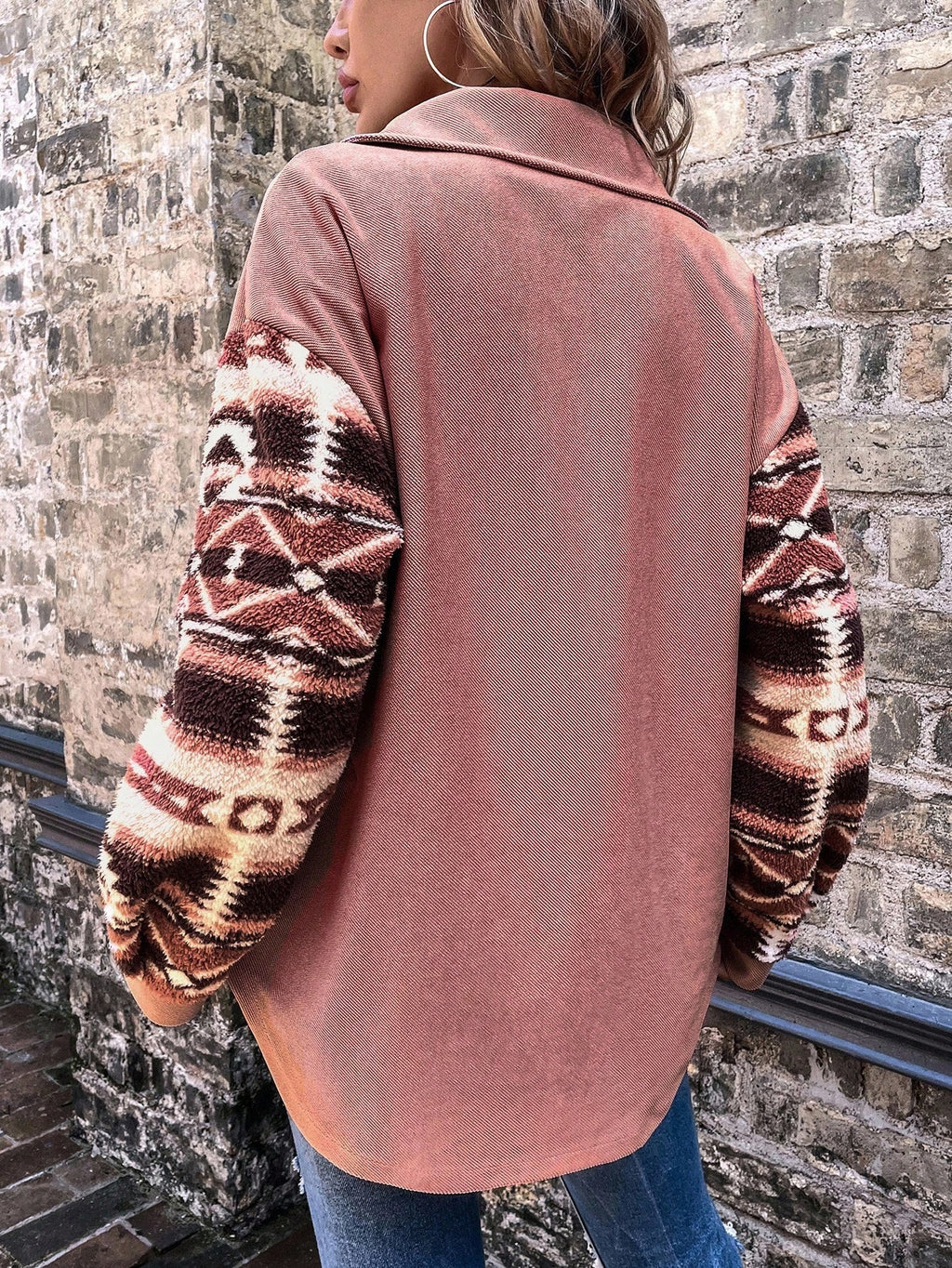 Vacation Casual Western Style Geometric Pattern Patchwork Jacket - L