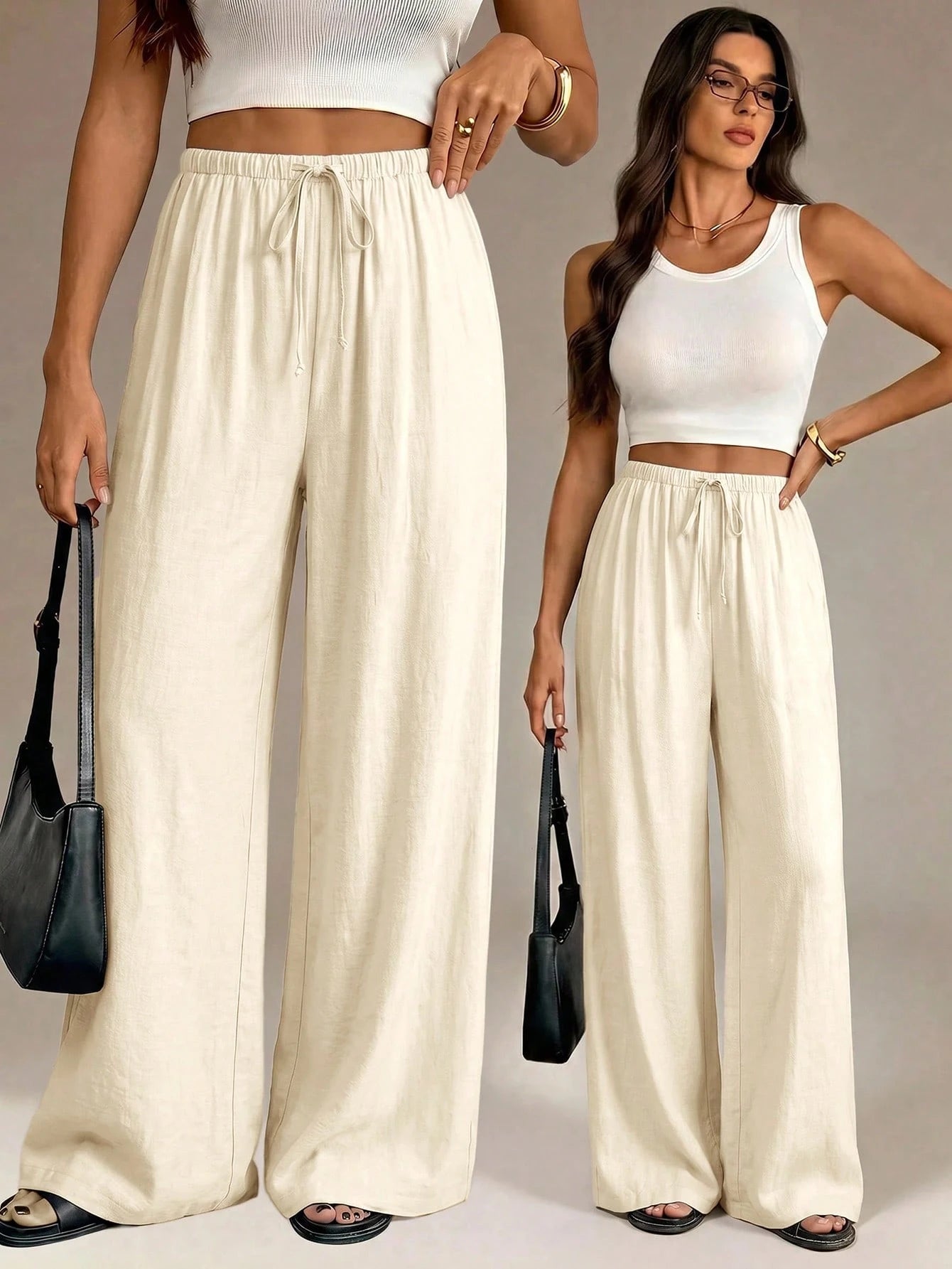 Casual Waist Tie Long Pants