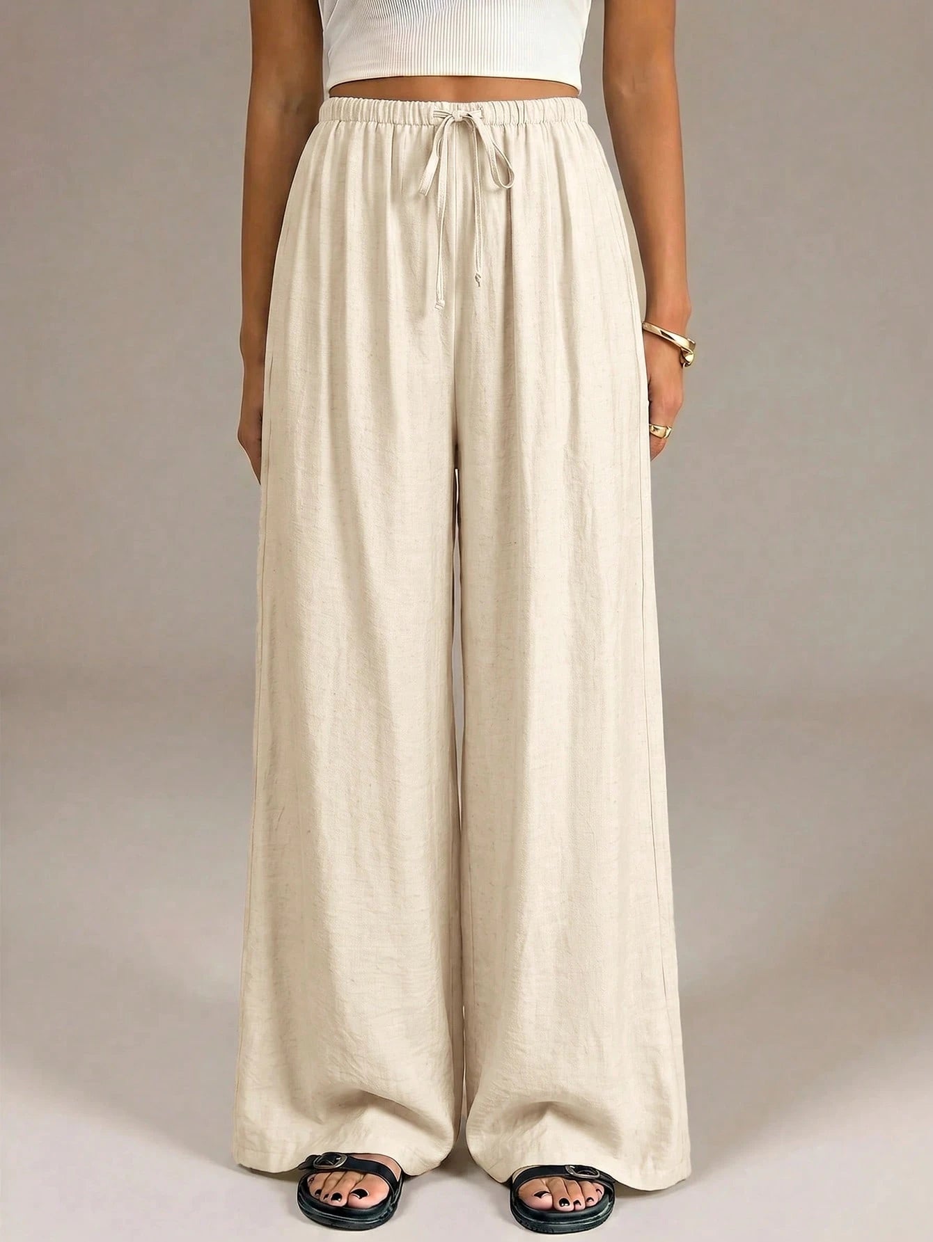 Casual Waist Tie Long Pants