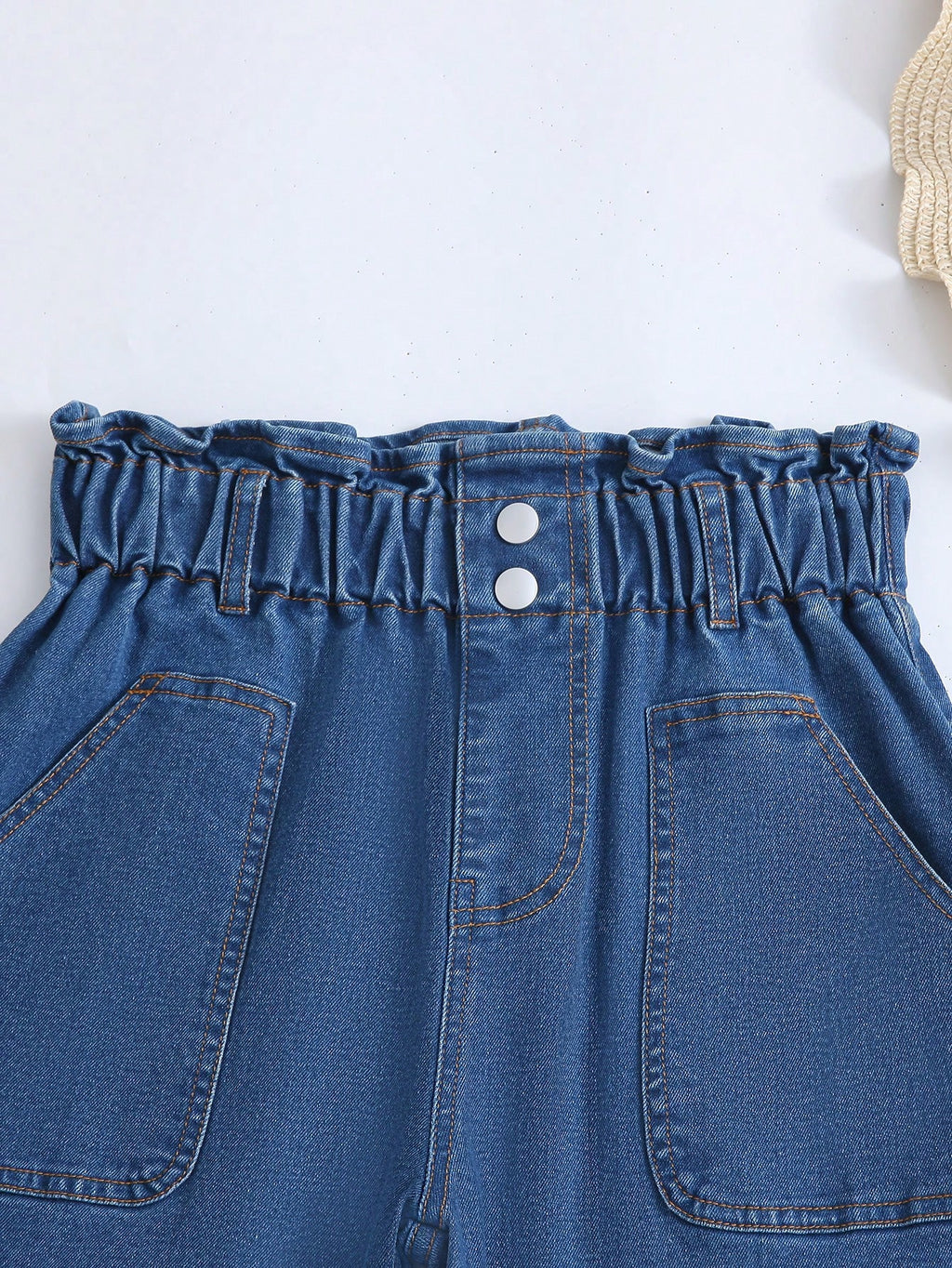 Medium Wash Paperback With Waist Flat Pockets Roll Up Hem Mom Jeans - 30