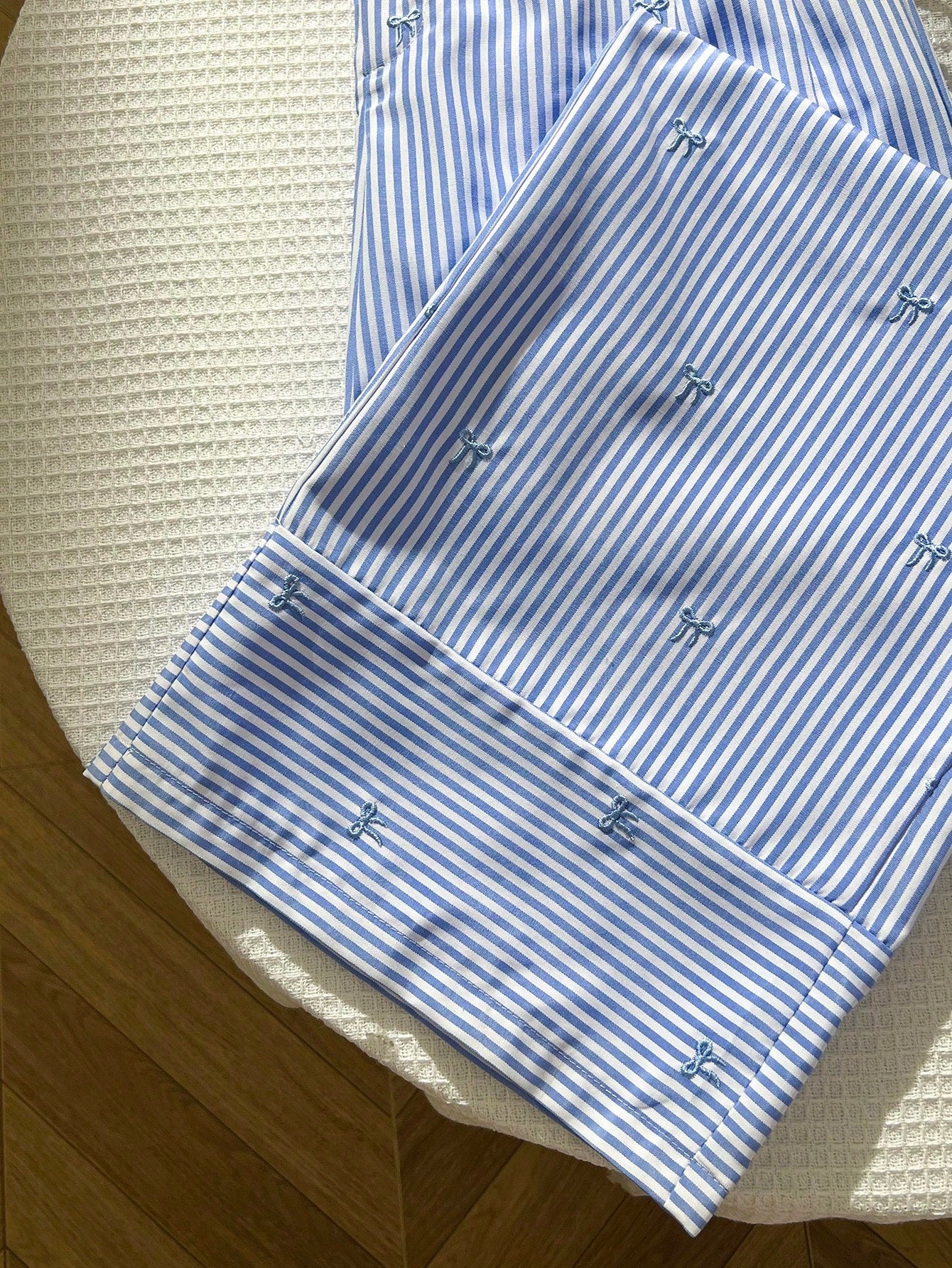 Spring/Summer New Striped Bow Decor Casual Wide-Leg Pants