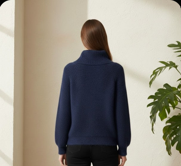 mohair-blend sweater featuring a cozy turtleneck - M