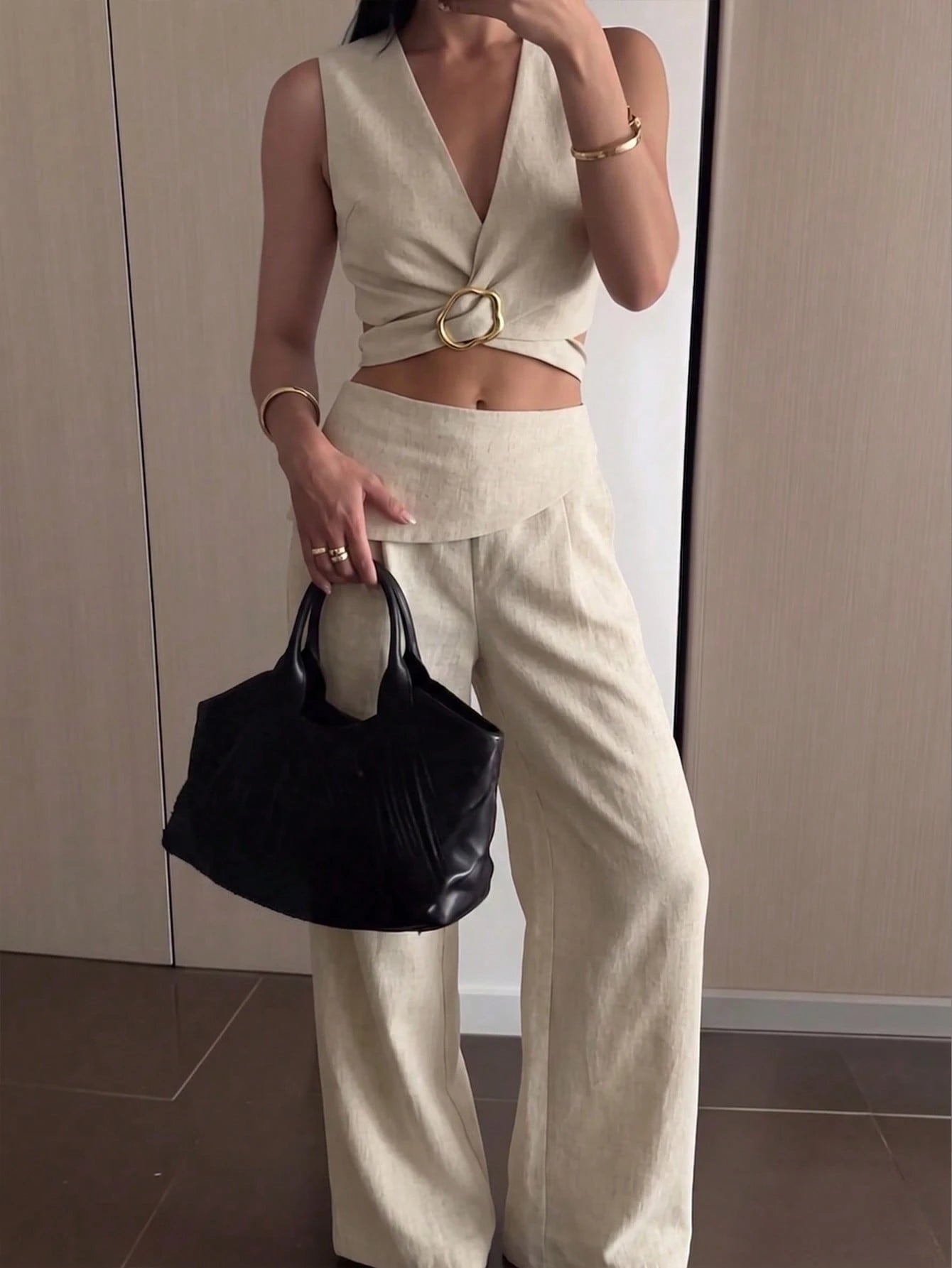 summer Chic Vacation Holiday Beige 2 Pieces Set For Women