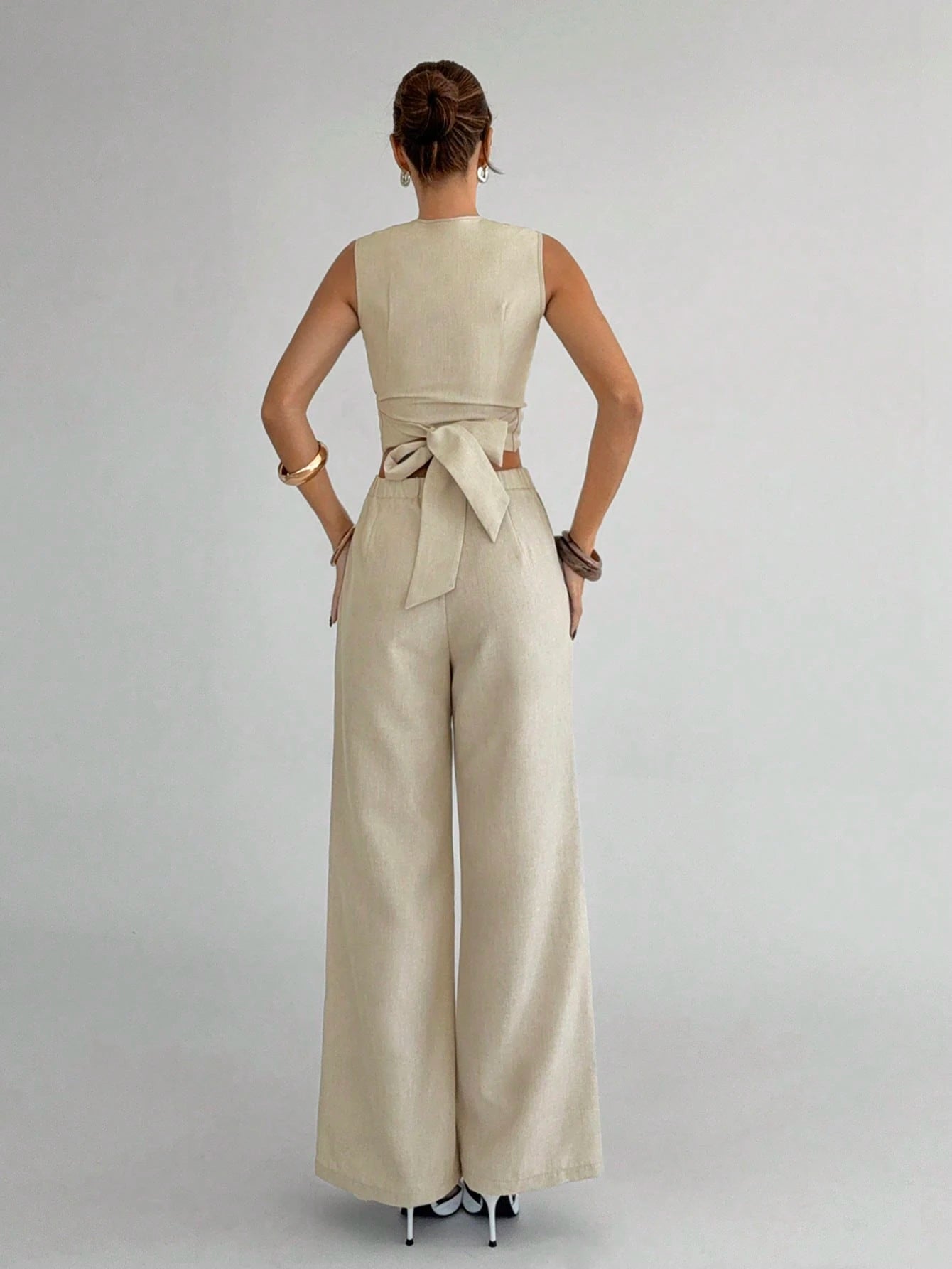 summer Chic Vacation Holiday Beige 2 Pieces Set For Women