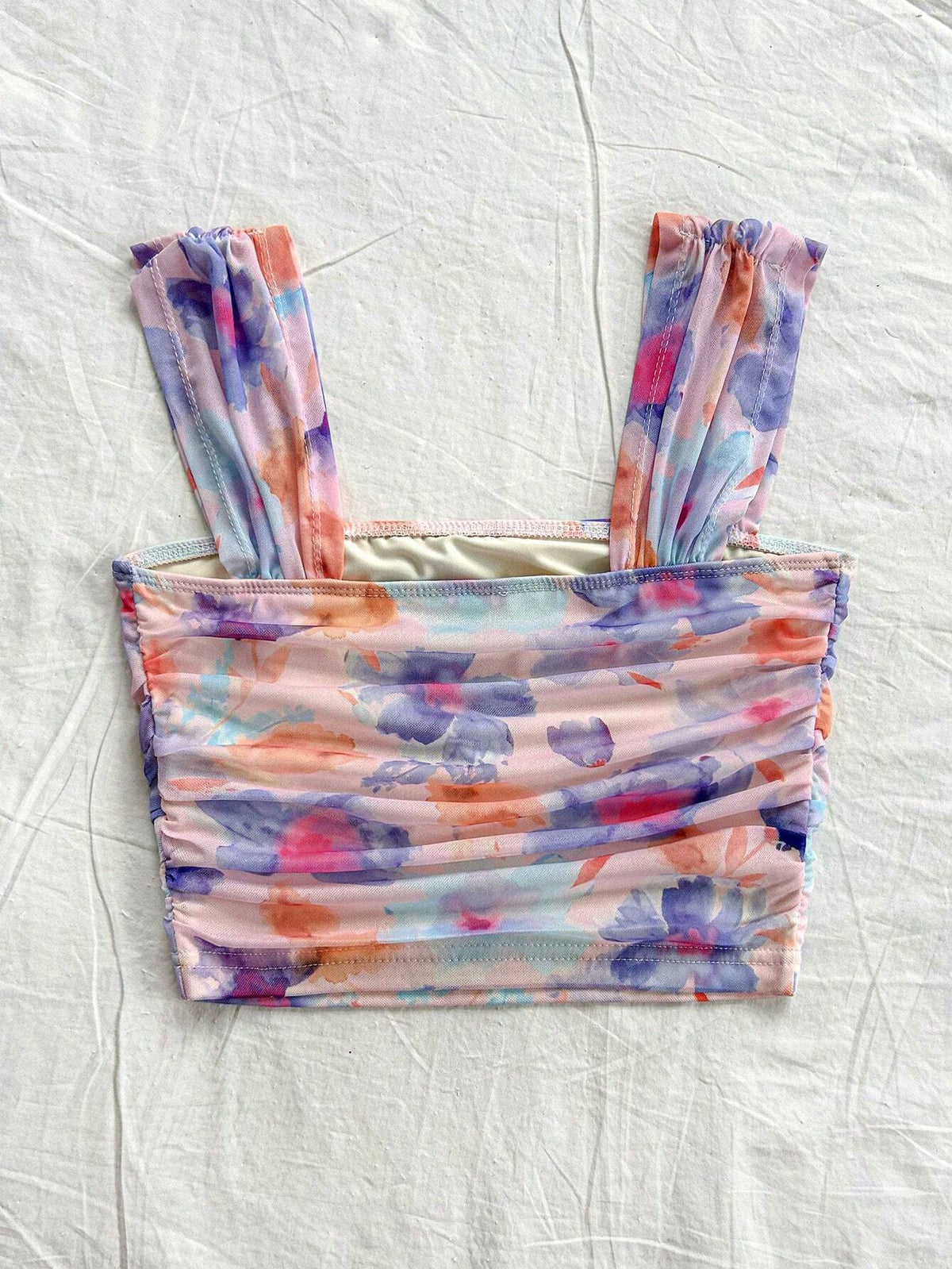 Soleia Women's Vacation Floral Print Mesh Tank Top