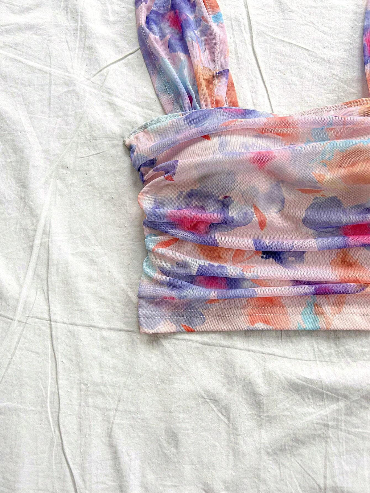 Soleia Women's Vacation Floral Print Mesh Tank Top