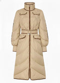 Elegant Beige Quilted Coat - L