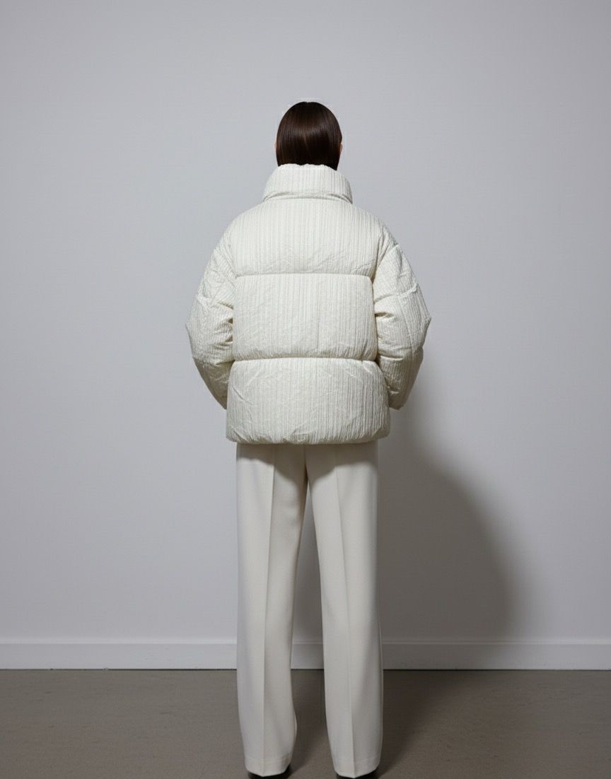 Modely Ivory Ripple Padded Jacket - L