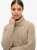 Slouchy Stitch Roll Neck Wool Blend Jumper, Soft Beige Marl - Small