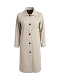 Beige Button-Front Long Coat