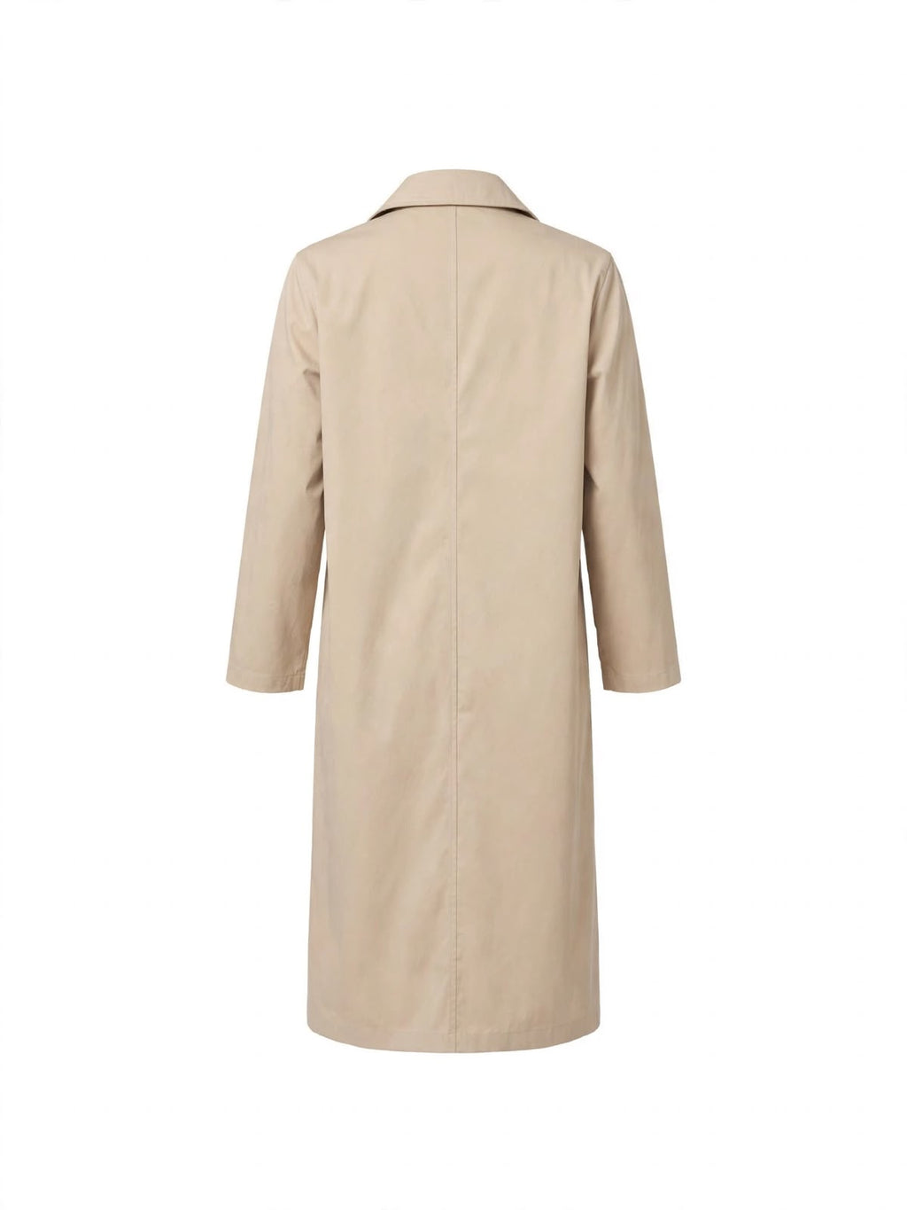 Beige Button-Front Long Coat