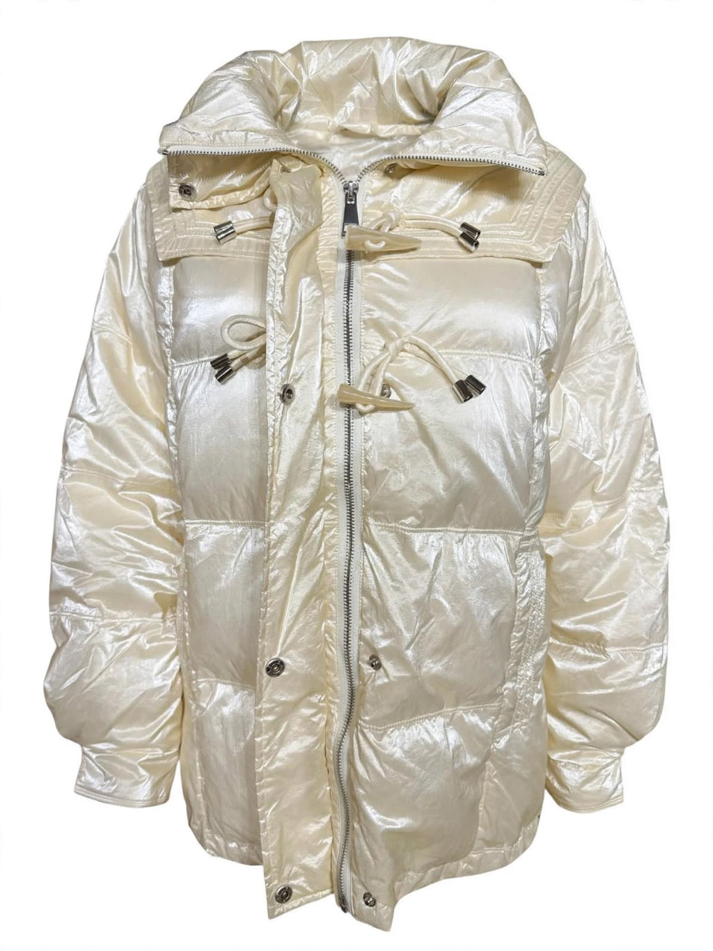 Pearl Cream Longline Puffer Coat
