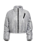 Grey Textured Cropped Puffer Jacket