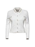 Ivory Cable-Knit Cardigan with Embellished Collar