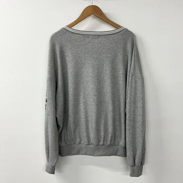 V-neck drop shoulder loose sweatshirt - L