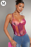 SHEIN BAE Tie Dye Ruched Bustier Cami Top