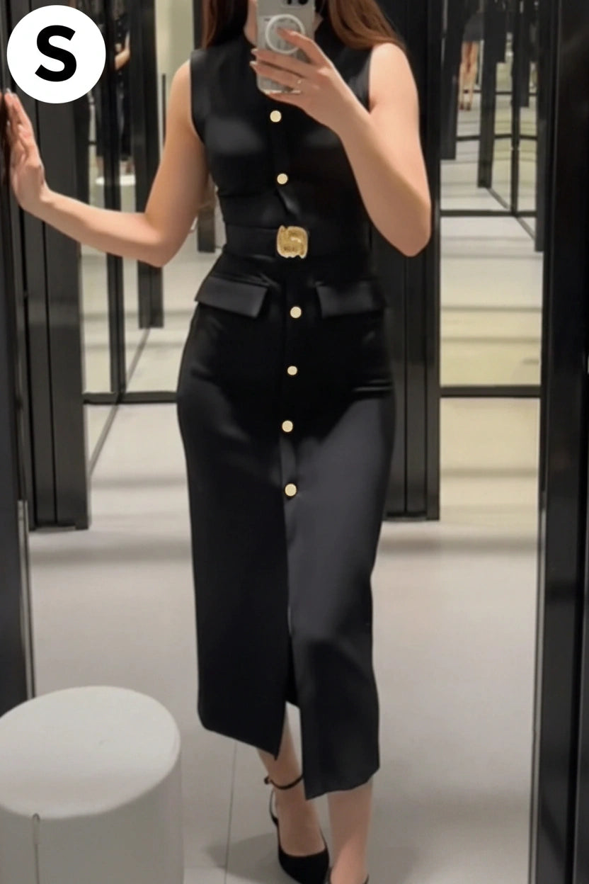 Women's Sleeveless Belted Dress