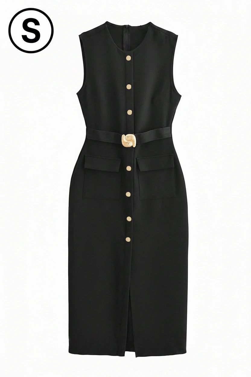 Women's Sleeveless Belted Dress
