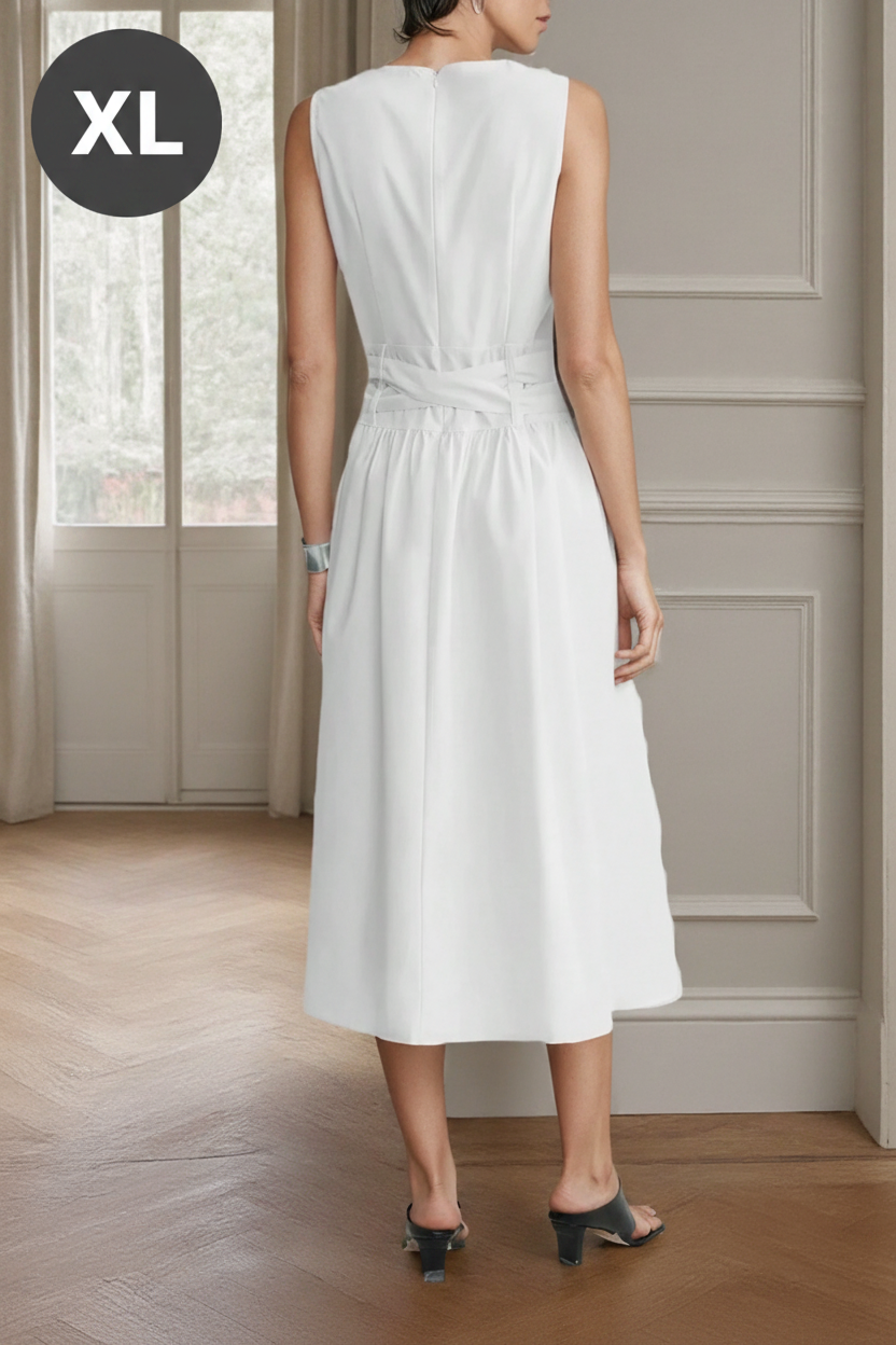 Aalyst Summer Casual Commuting Solid Color Sleeveless Dress