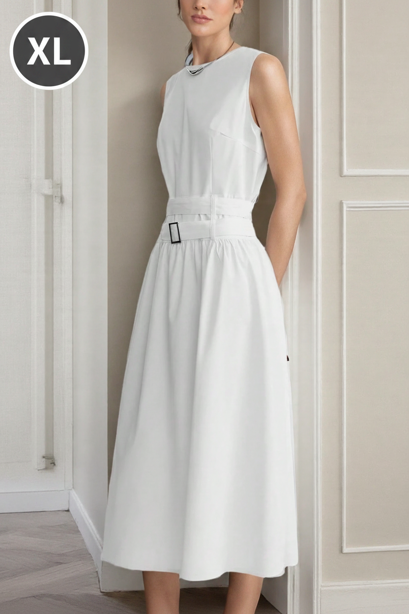 Aalyst Summer Casual Commuting Solid Color Sleeveless Dress