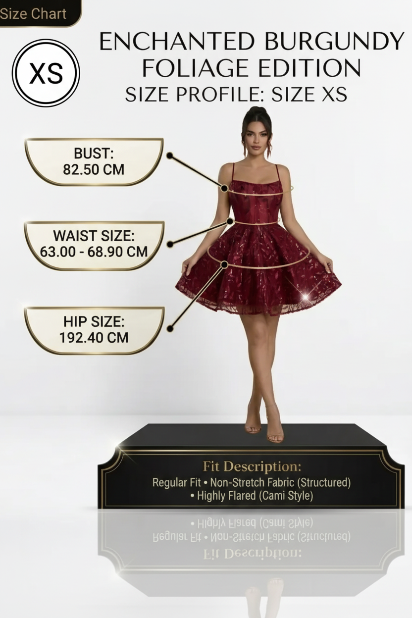 Enchanted Burgundy Foliage Flared Gown