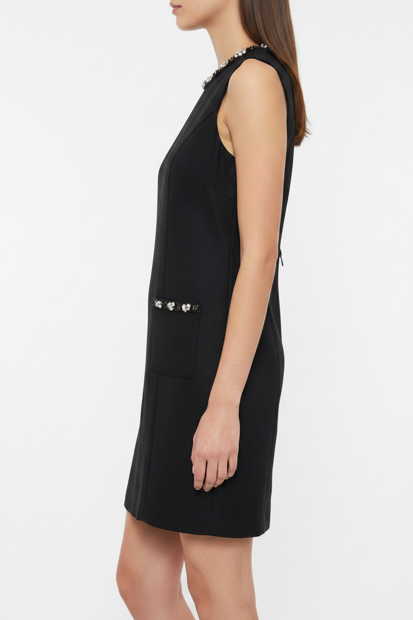 Black Jeweled Mini Dress - Side View Revised