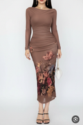 Brown Floral Dress - Front HQ