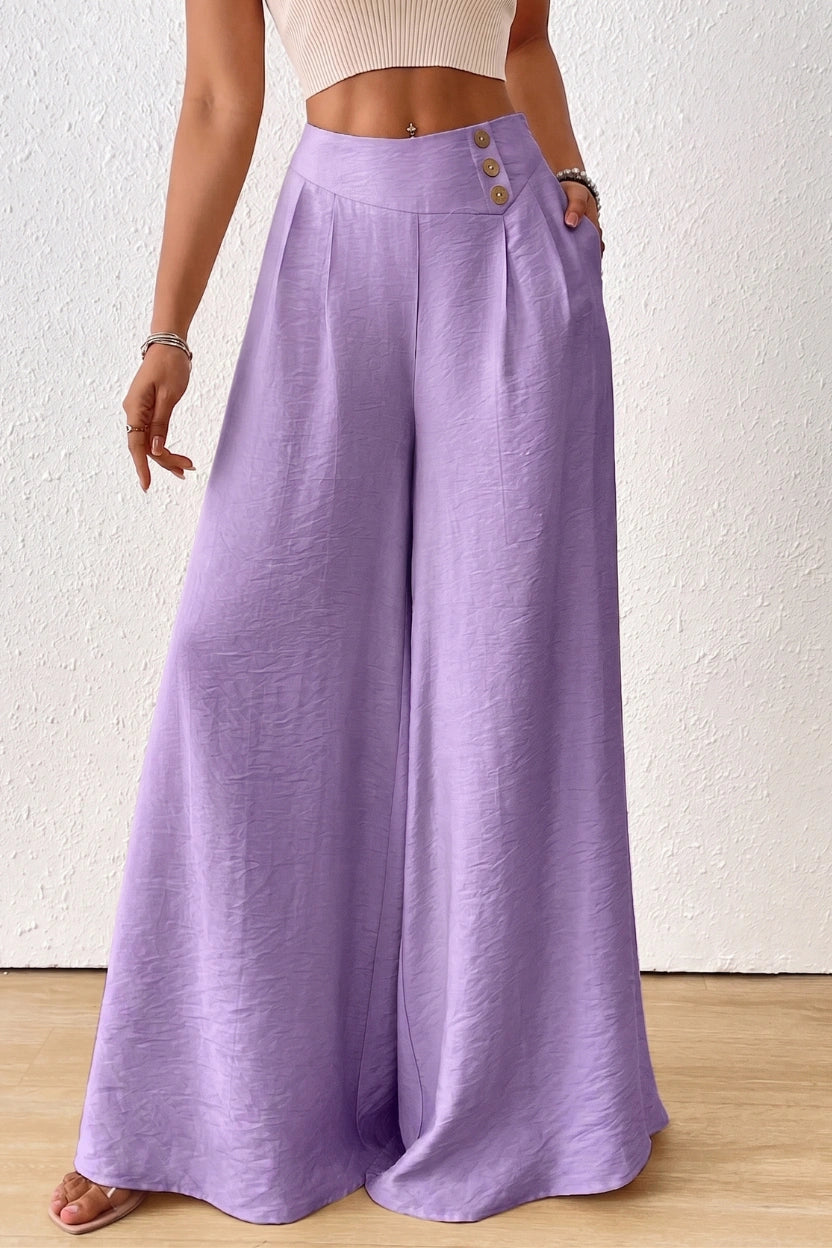 Women Clothes Women's Solid Color Pleated Wide Leg