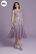 Lavender striped midi dress - front view with 0XL badge