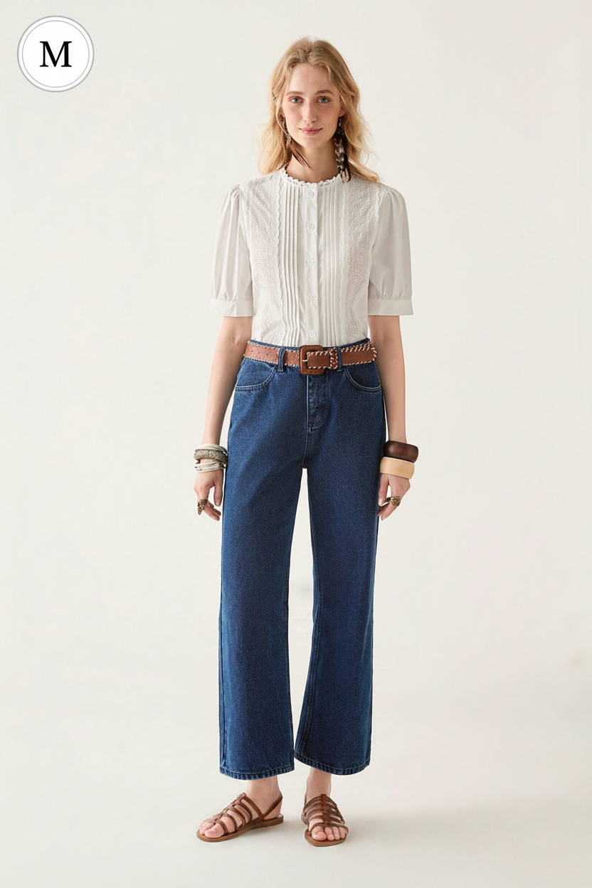 White Eyelet Blouse Full Body - Size M