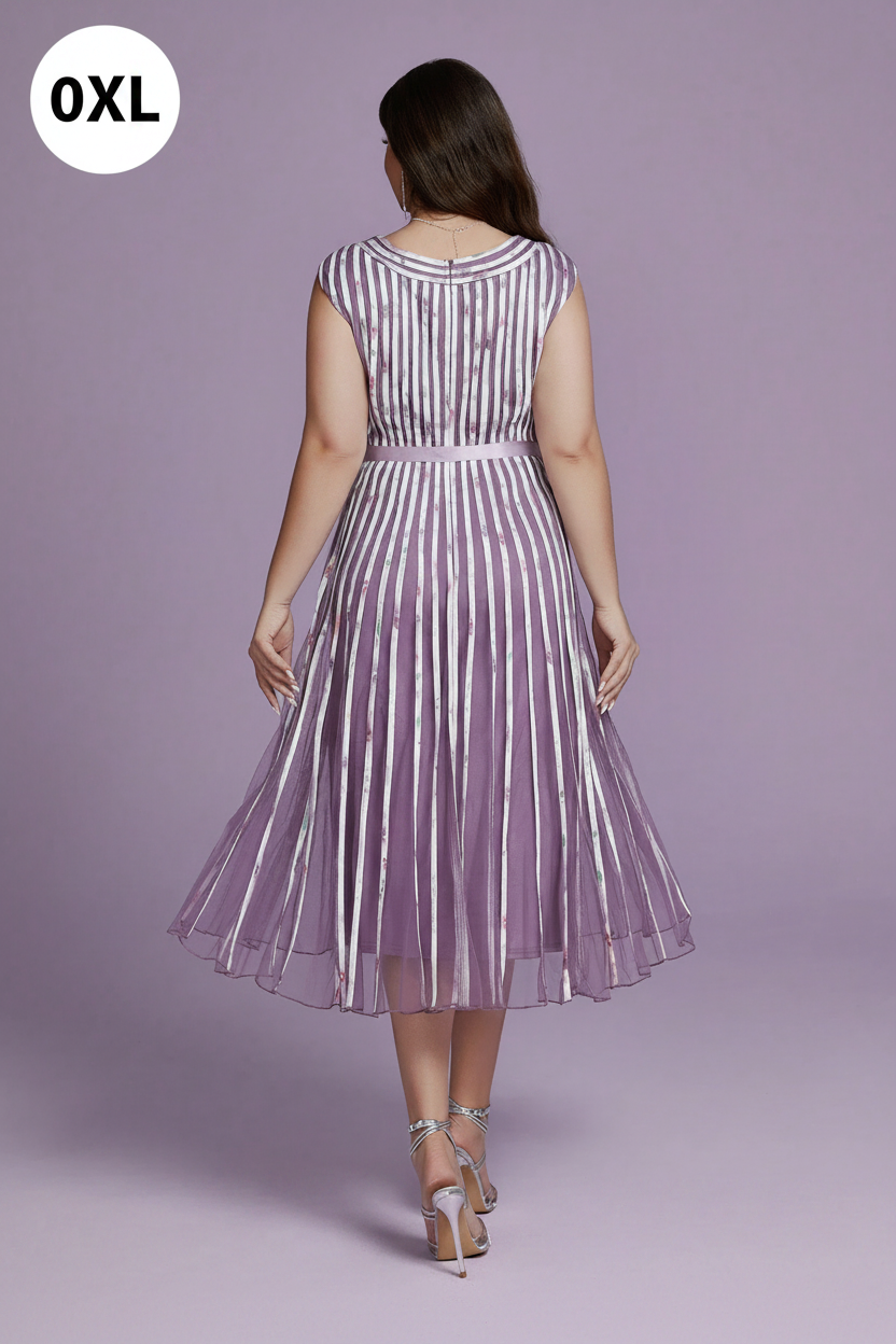 Lavender striped midi dress - back view with 0XL badge