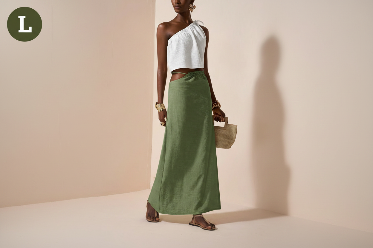 White halter crop top - side view
